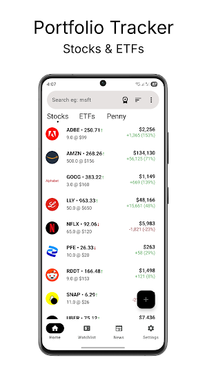 Stocks View Portfolio tracker Screenshot 0
