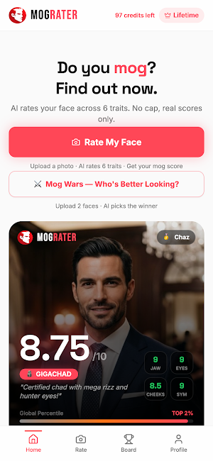 MogRater: AI Face Rating & Mog Screenshot 0