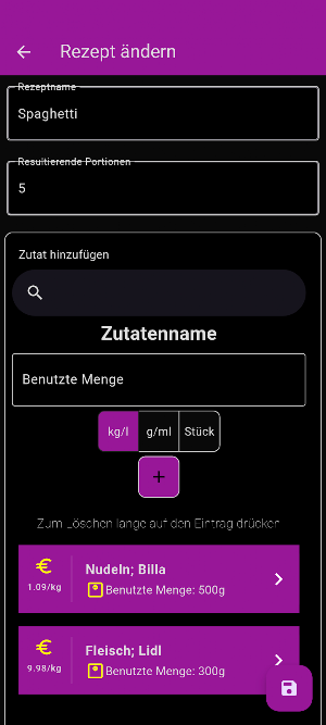 Recipe Price Calculator Screenshot 3