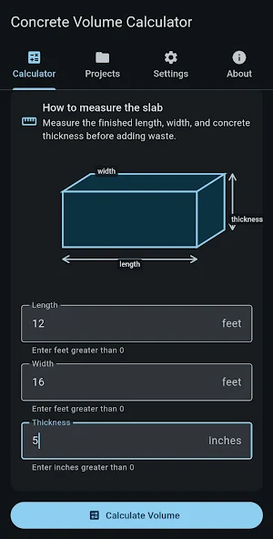 Concrete Volume Calculator Screenshot 3