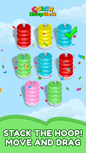 Color Hoop Sort Puzzle: Sorting 3D Game Screenshot 1