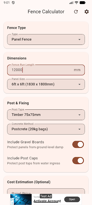 Fencing Calculator Screenshot 1