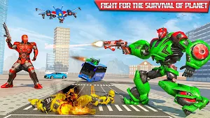 US Police Bus Transmute Robot shooting Game Screenshot 2