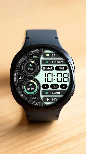 Green Text Clock ZKin Watch Screenshot 1