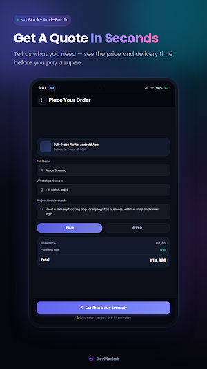DevMarket - Hire App Developer Screenshot 1