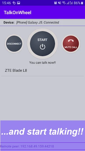 Talk On Wheel: wifi direct intercom. Walkie talkie Screenshot 2