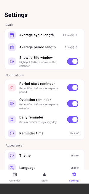 MomoCalendar - Period Tracker Screenshot 2