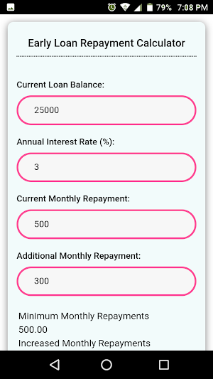 Early Loan Repayment Calculator Screenshot 1