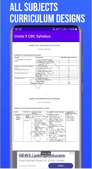 Grade 9 CBC Syllabus Guide Screenshot 2