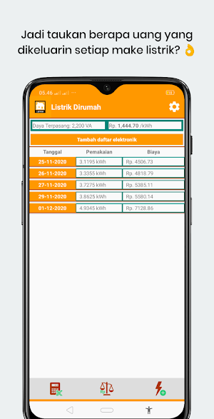 Kalkulator Pemakaian Listrik Dirumah Screenshot 3