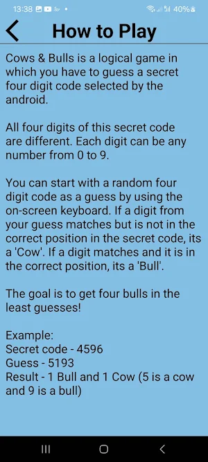 Bulls and Cows Game Screenshot 0