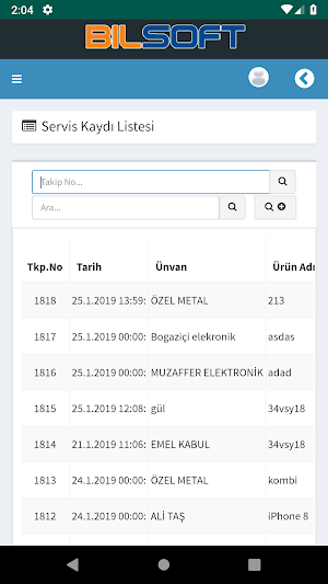 Bilsoft Mobil Teknik Servis Pr Screenshot 2