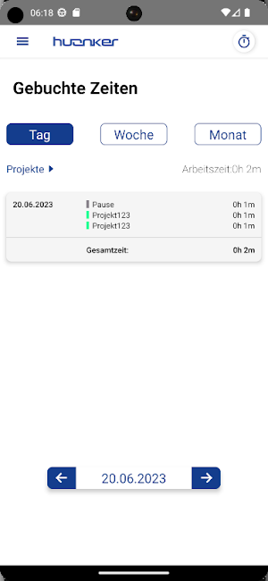 huonker zeiterfassung v2 Screenshot 2