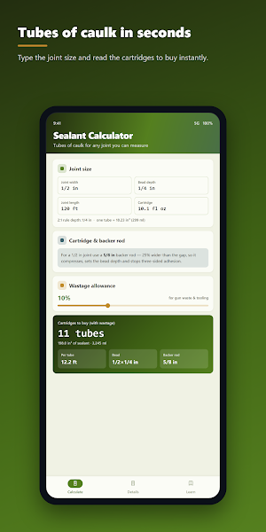 Sealant Calculator Screenshot 3