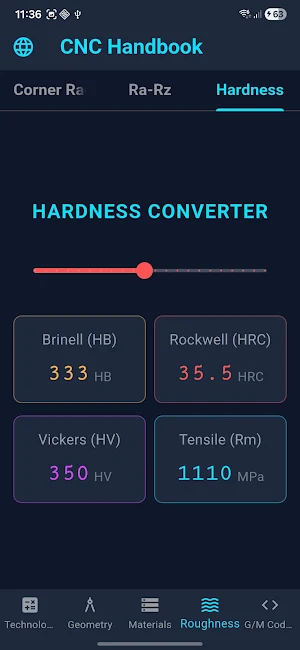 CNC Material & Calculator Screenshot 2