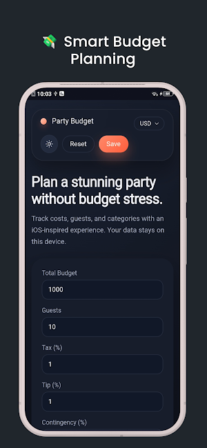 Party Budget Calculator Screenshot 1