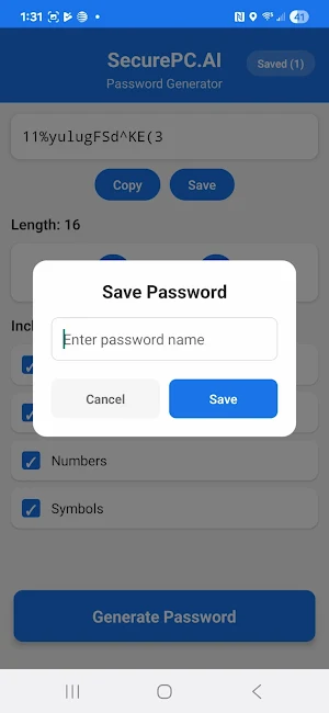 SecurePC Password Generator Screenshot 1