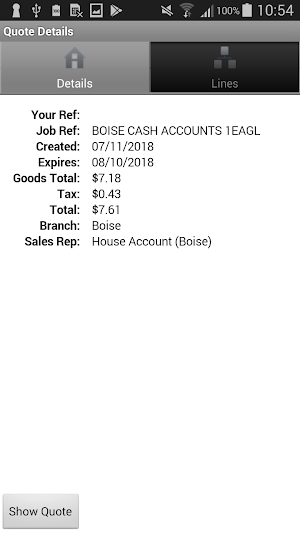 Franklin Building Supply Web Track Screenshot 3