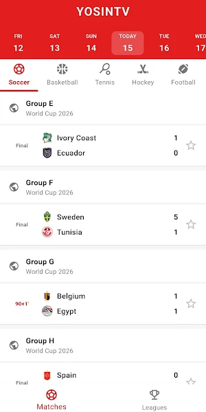 Yosin Tv - Live Sports Screenshot 1