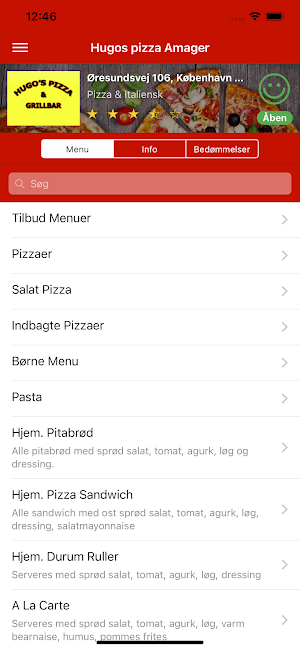 Hugos pizza Amager Screenshot 0