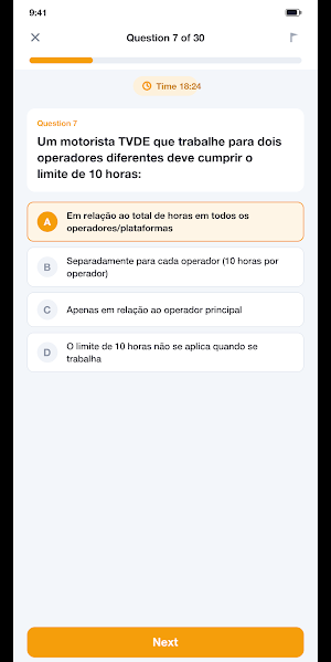 TVDE Exame QCM 2026 Screenshot 2