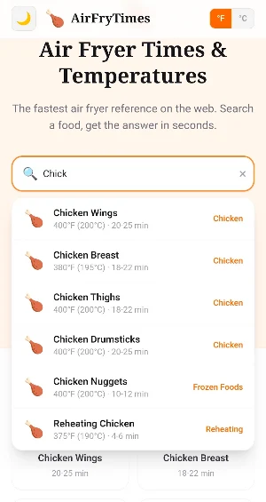 Air Fry Times Screenshot 1