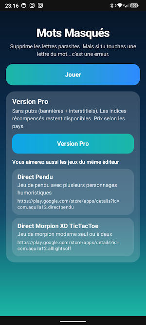 Mots Masqués Screenshot 0