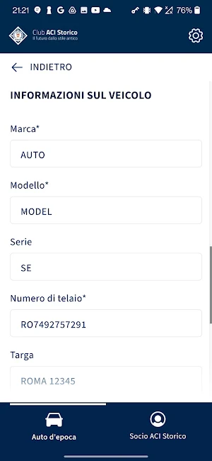 Registro ACI Storico Screenshot 1