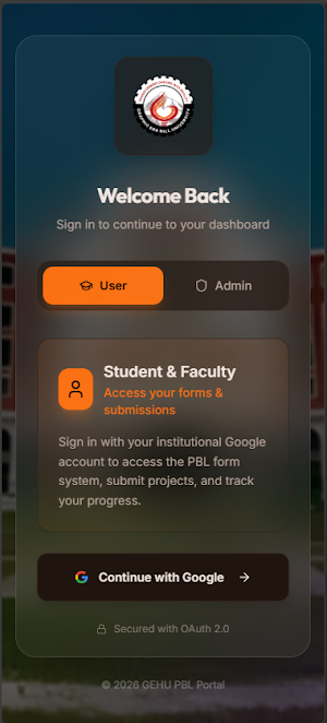 GEHU PBL Portal Screenshot 2
