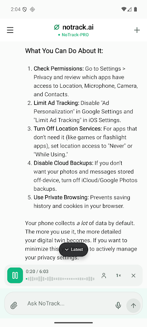 NoTrack: Private AI Chat Screenshot 2