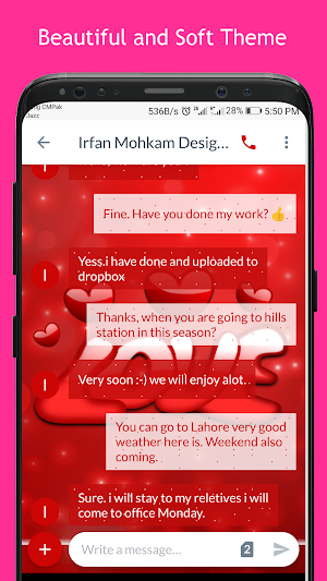 Red love SMS Dual Theme Screenshot 0