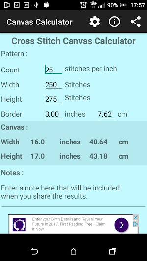 Cross Stitch Canvas Calculator Screenshot 0