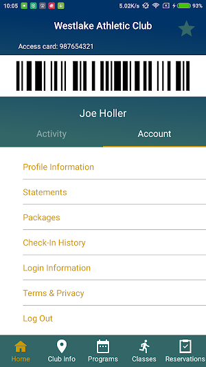 Westlake Athletic Club App Screenshot 2