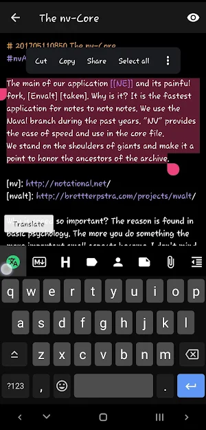Zettel Notes: Translate Plugin Screenshot 0