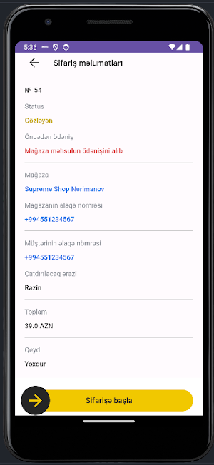 Kuryer Aze - Kuryerlər üçün Screenshot 2