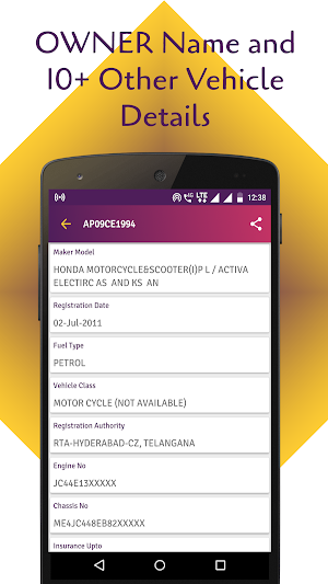 RTO Vehicle Owner Details- RTO Vehicle Information Screenshot 1