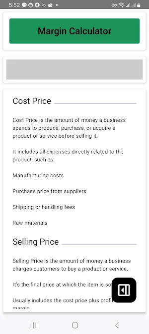 Margin Calculator Screenshot 2