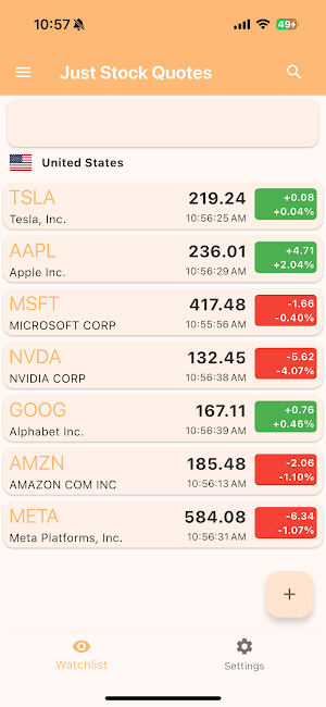Just Stock Quotes Screenshot 0