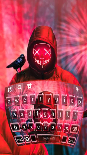 Neon Red Maskman Keyboard Background Screenshot 1