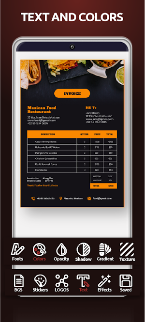 Menu Invoice, Design Templates Screenshot 3