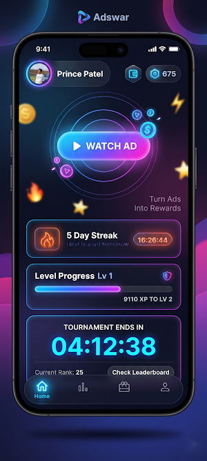 AdsWar - WatchAds & Earn Money Screenshot 0