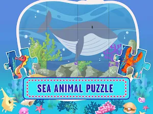 Learn Sea World Animal Game-Name Puzzle Colouring Screenshot 2