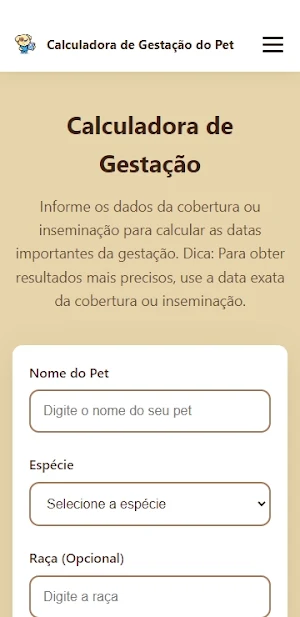 Calculadora de Gestação do Pet Screenshot 0