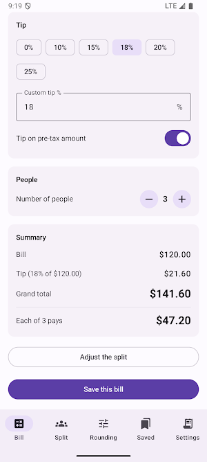 SplitMate — Tip & Bill Split Screenshot 0