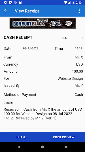 Digital Cash Receipt Screenshot 3
