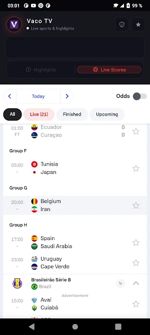 Vaco TV Football & Live Score Screenshot 2