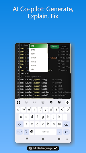 Node.js IDE, Compiler & AI Screenshot 1