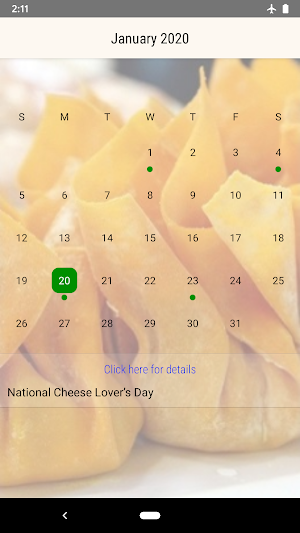 Daily Food Calendar Screenshot 2