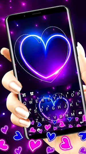 Neon Heart Gravity Keyboard Background Screenshot 0