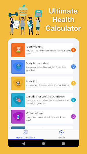 Health Calculator - BMI, Heart Rate, Water & More Screenshot 0